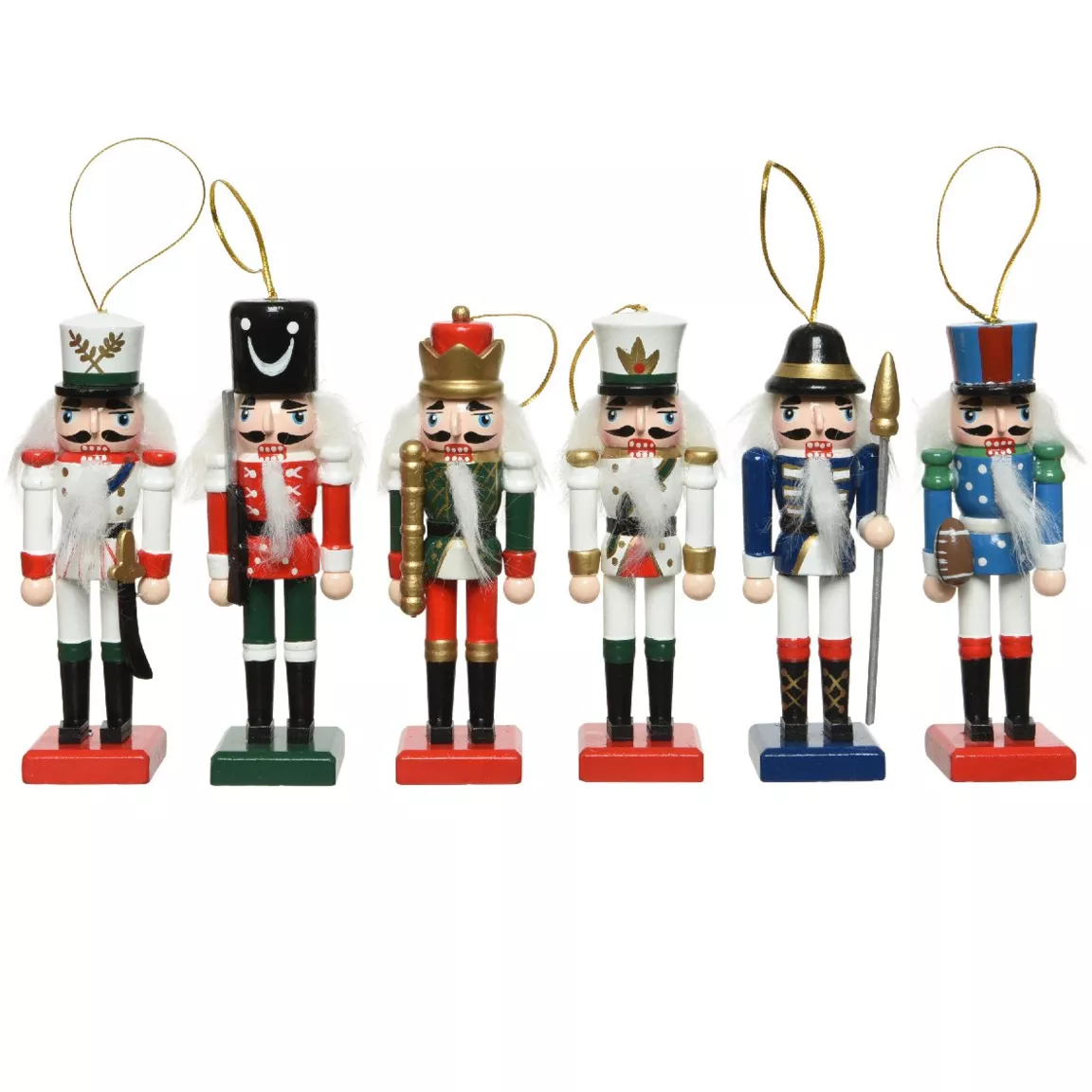 Lot de 6 soldats Casse-noisette à suspendre (H12 cm) Multicolore