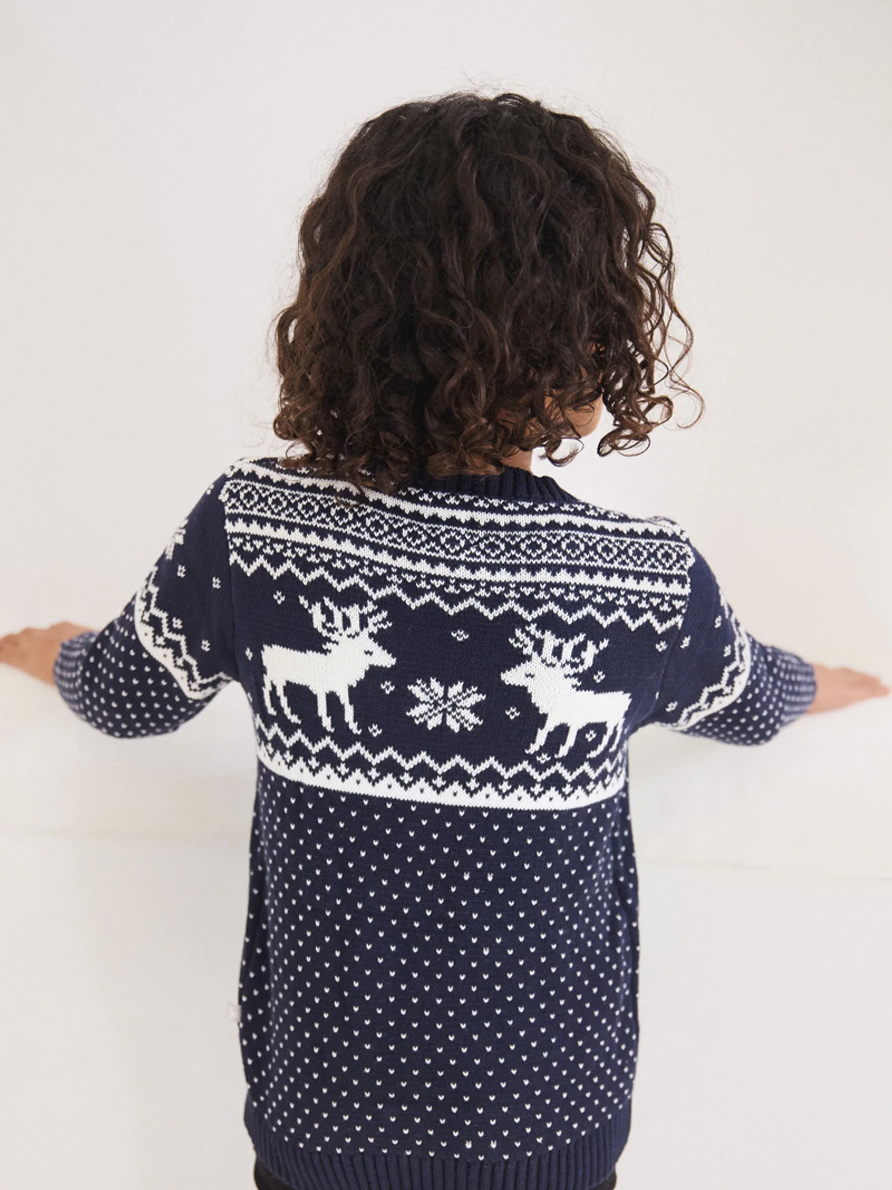 Marineblauw - The Little Tailor kinderkersttrui met rendier-fairislepatroon