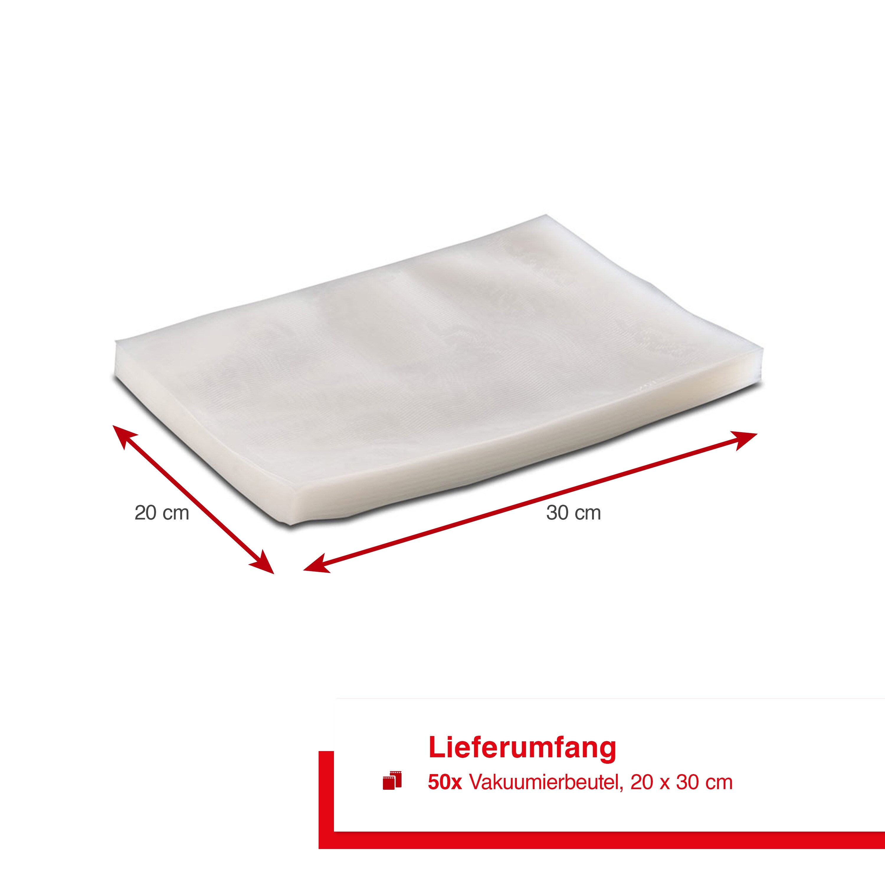Solis Vakuumierbeutel 50 Stück, 20 x 30 cm, BPA-frei, Dicke 110 µm