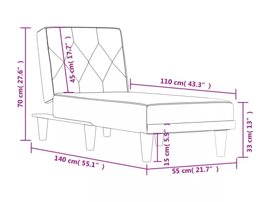 Prolenta Premium - Chaise longue noir velours