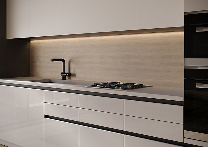 Crédence de cuisine aspect chêne GoodHome Kabsa l. 300 cm x H. 60 cm x Ep. 10 mm