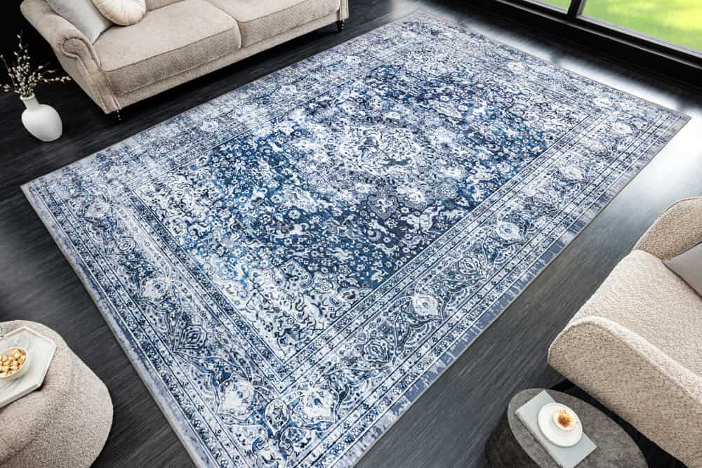 Orientalischer Teppich OLD MARRAKESCH 230x160cm grau blau Flachgewebe Used Look