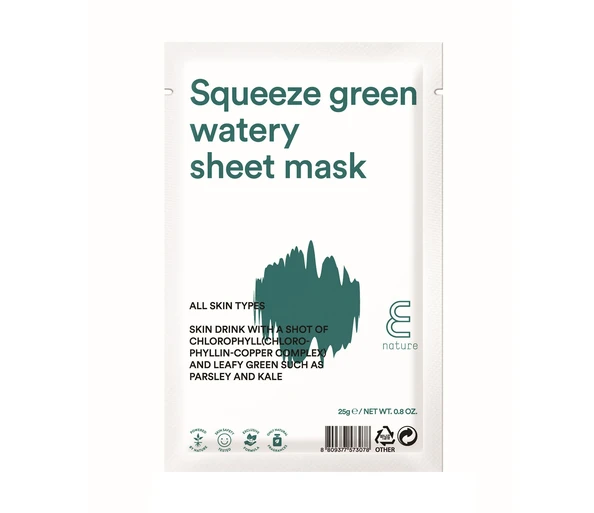 E. NATURE Squeeze green Watery Sheet mask