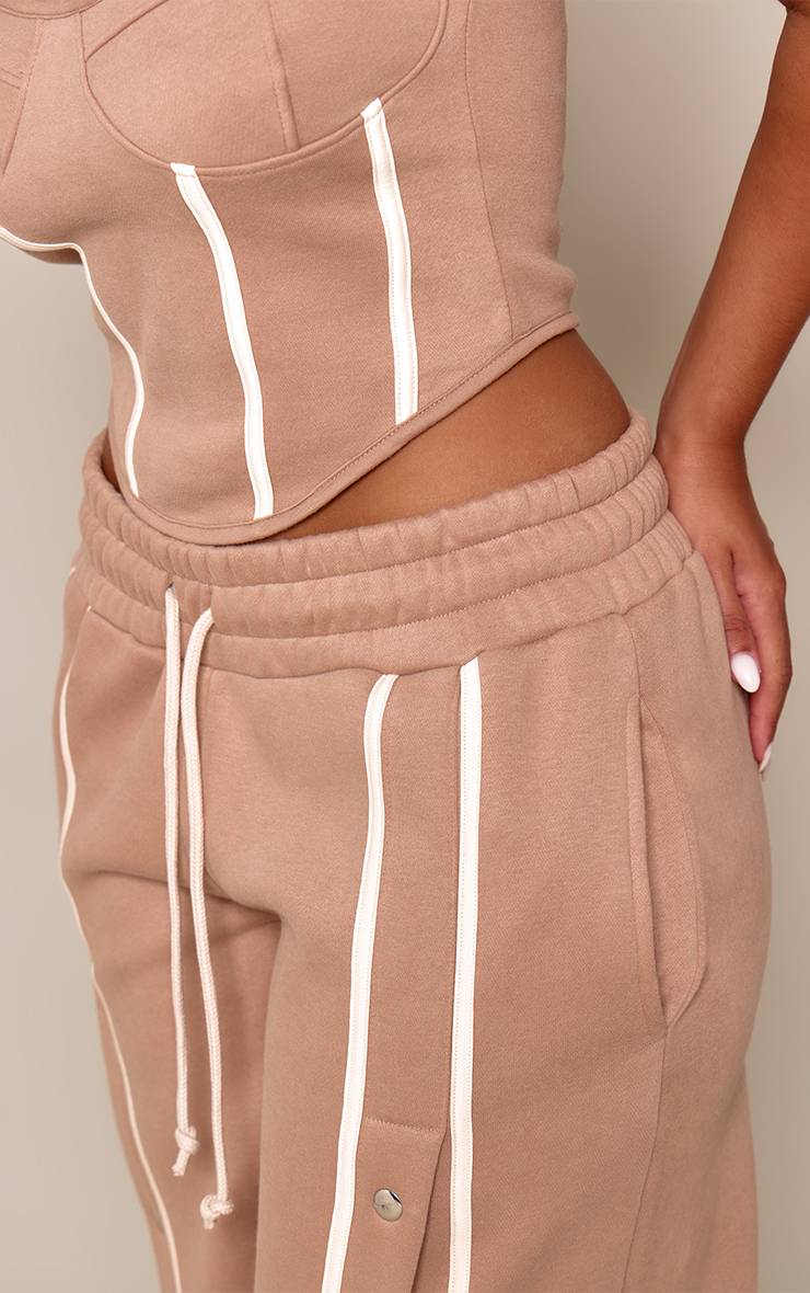 Taupe Jogging Coupe Droite À Détail Boutons-Pression Shape