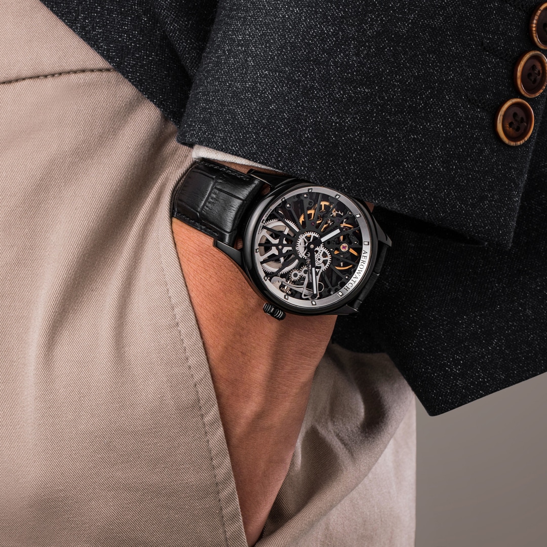 Aerowatch Renaissance Skeleton Wheel Schwarz