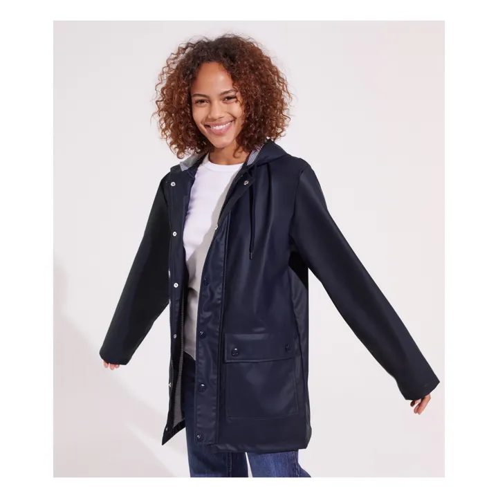 Petit Bateau Ciré Capuche - Collection Femme  | Bleu