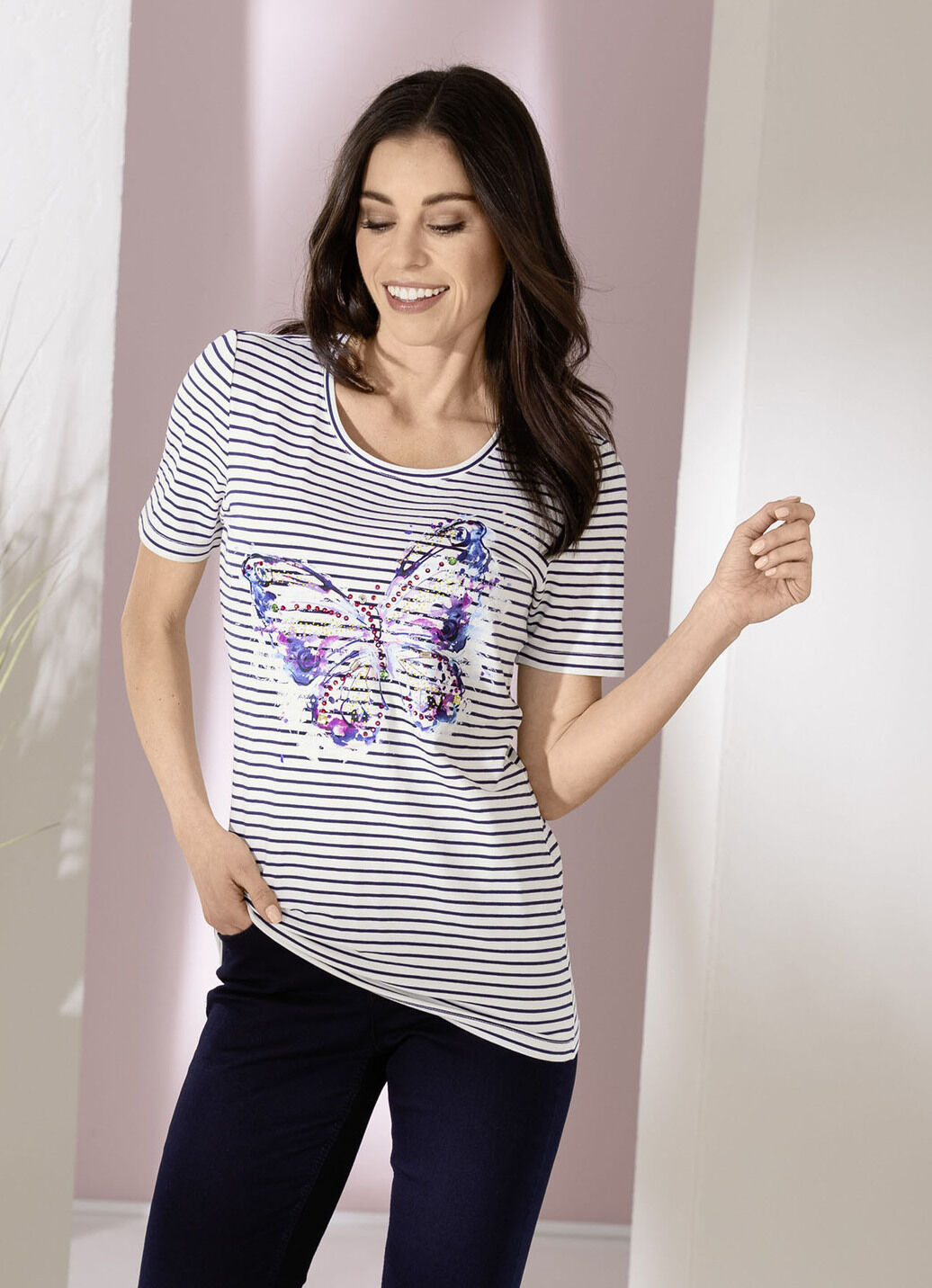 Shirt mit dekorativem Schmetterlingsdruck
