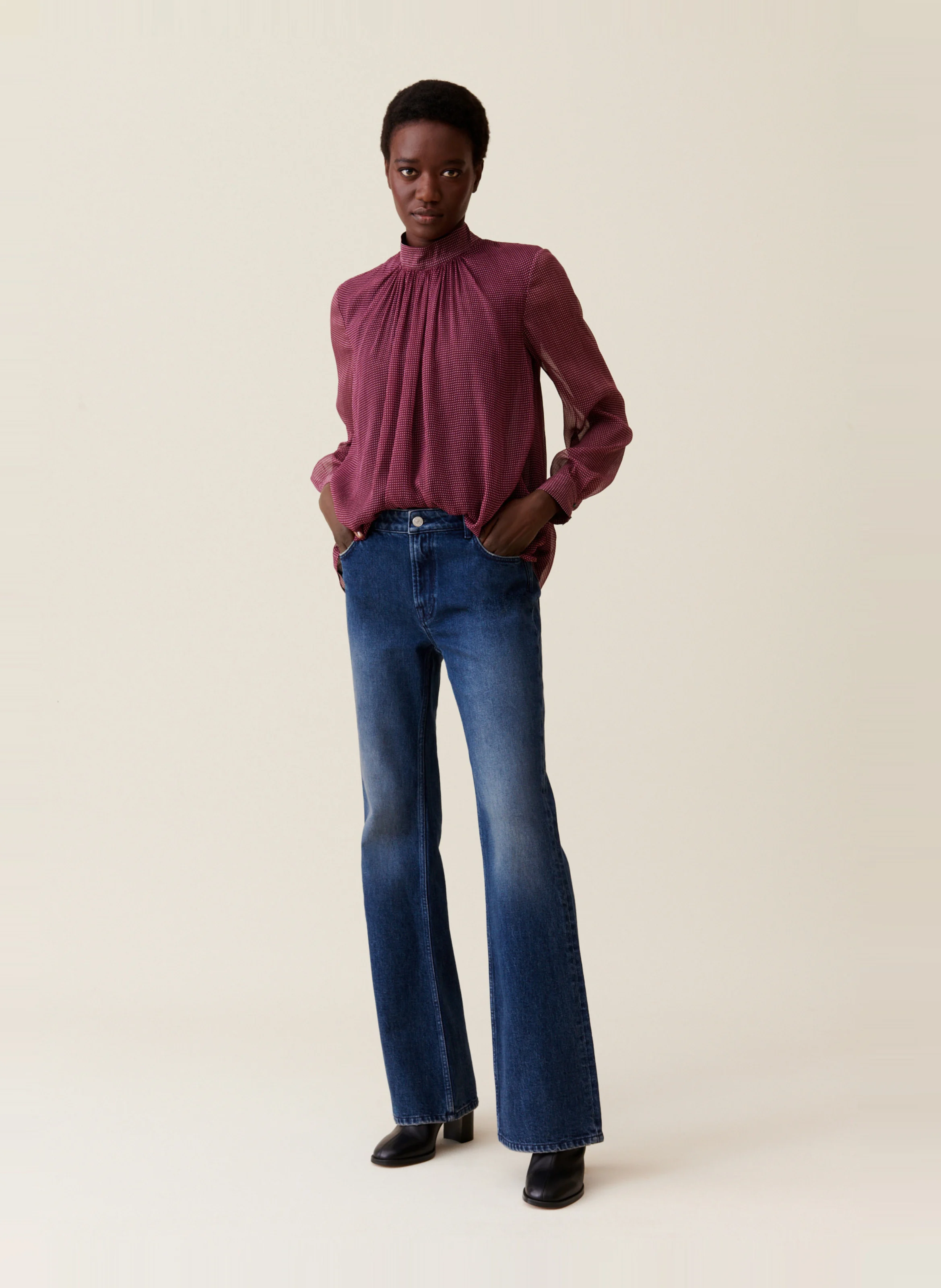 Blouse à col lavallière | Rose