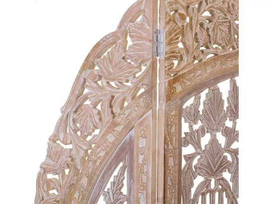 Paravent artisanal en bois marron 38(x4)x2,5x180h