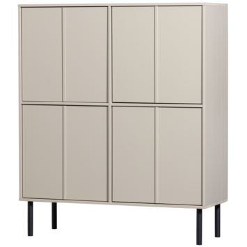 WOOOD opbergkast 4-deurs Ervin dakargrau grijs grenen hout 130 x 110 x 40 cm