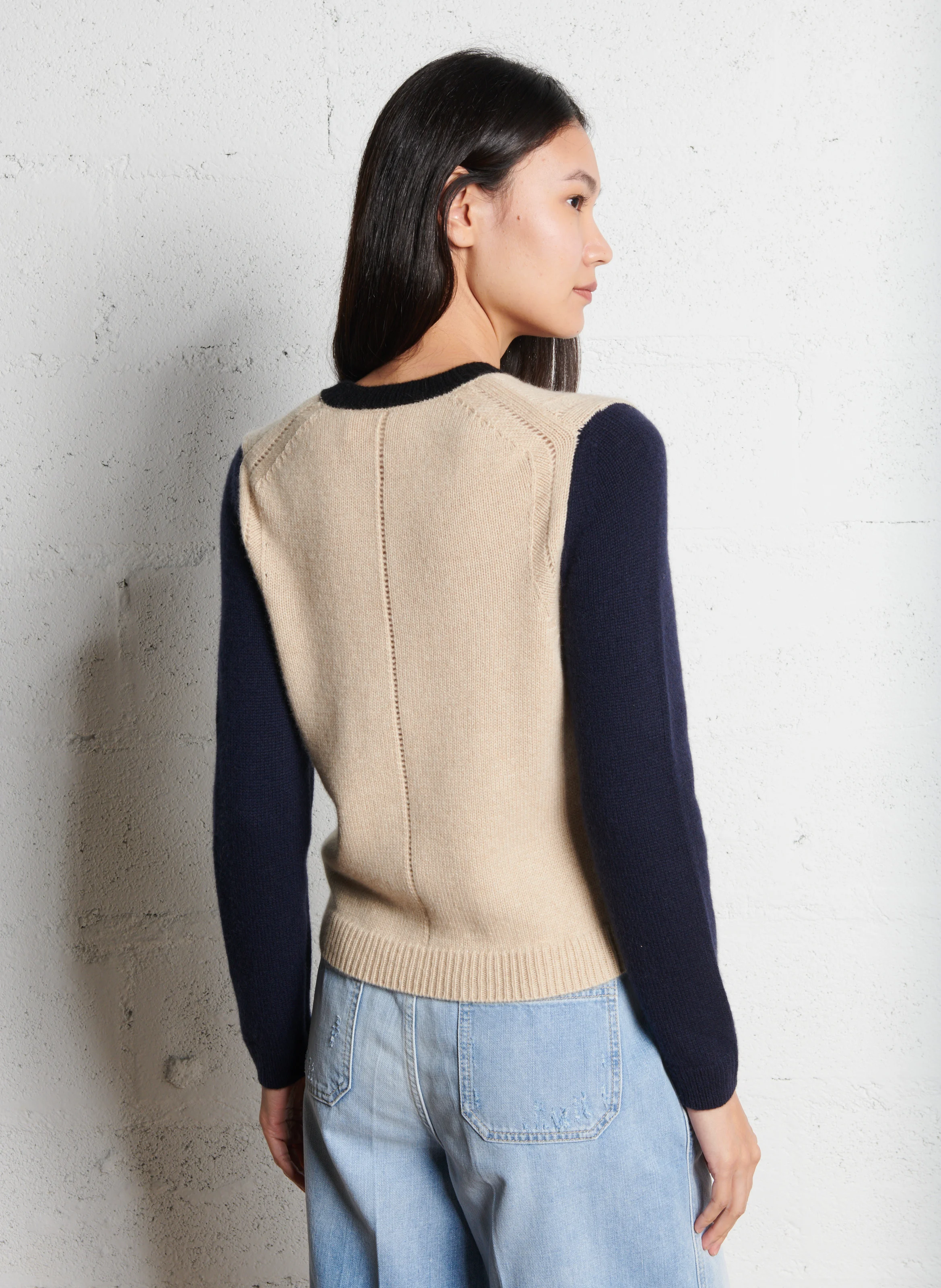 CALORA - Pull droit en cachemire| Beige