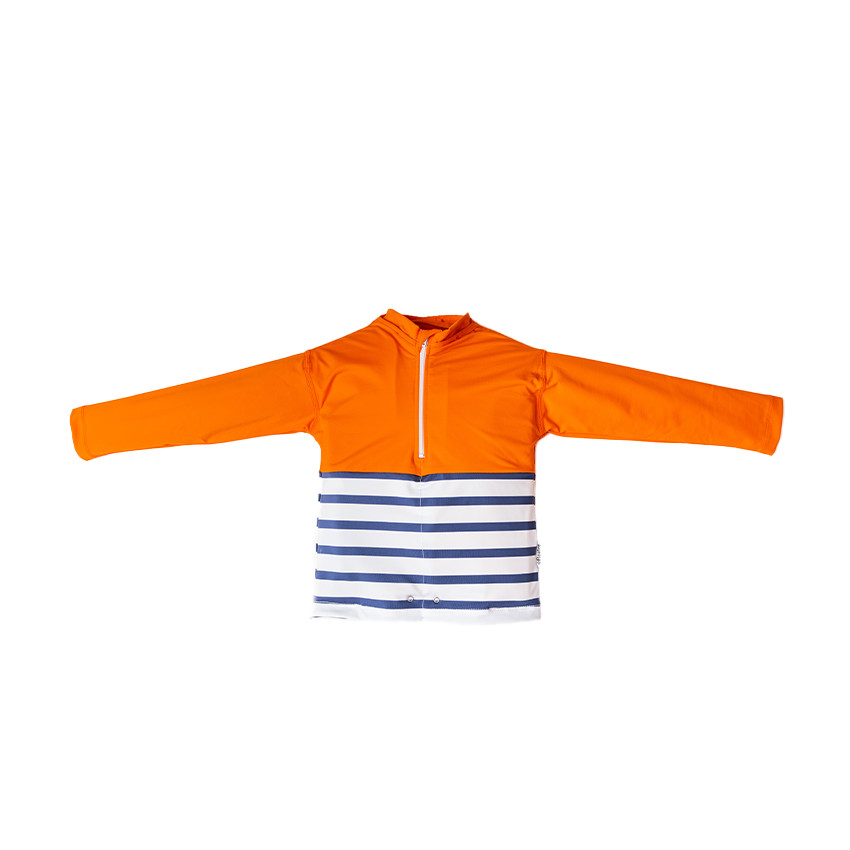 T-shirt anti-noyade manches longues 3 ans rayé/orange