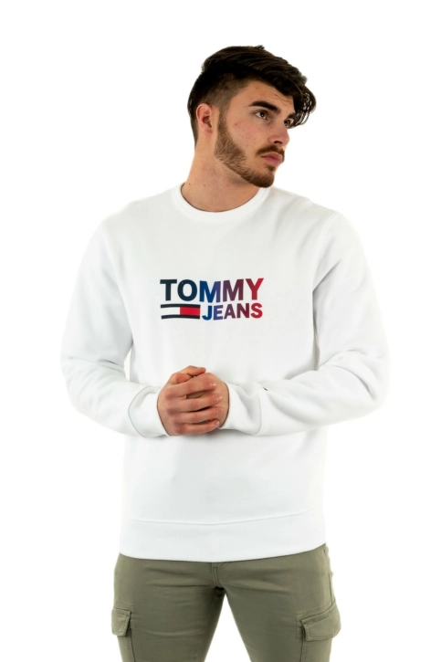 sweat tommy jeans ombre corp logo ybr white