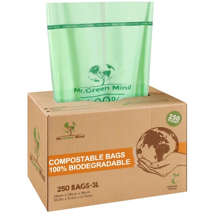 250st Afvalzak bio Mr. Green Mind 26x29cm 2-3 liter dispenser 250 stuks (8713631204069)