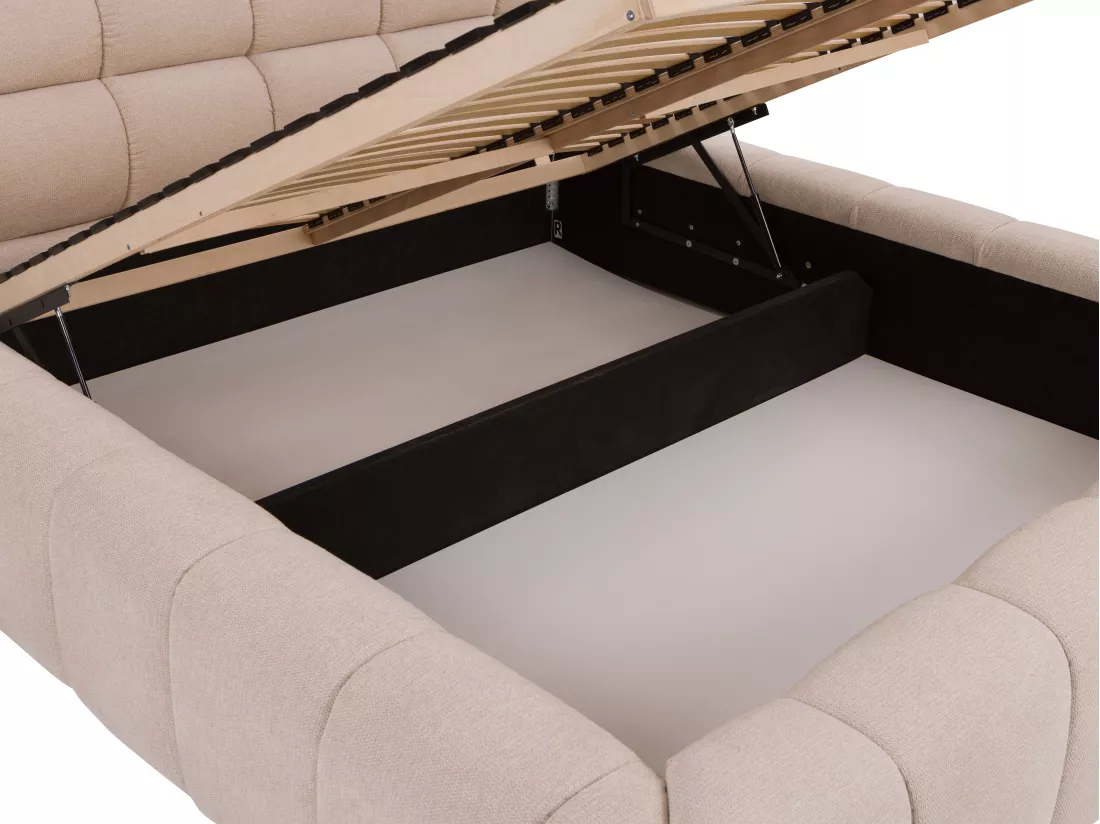 Lit coffre 160 x 200 cm - Tissu - Beige - FORVIK II de Pascal Morabito