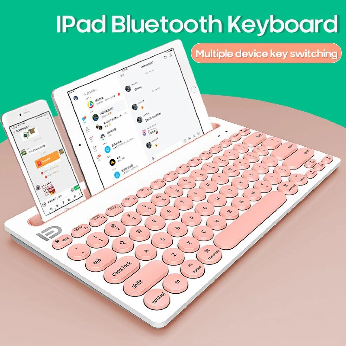 Universal Clavier Bluetooth portable pour iOS/Android - Rose