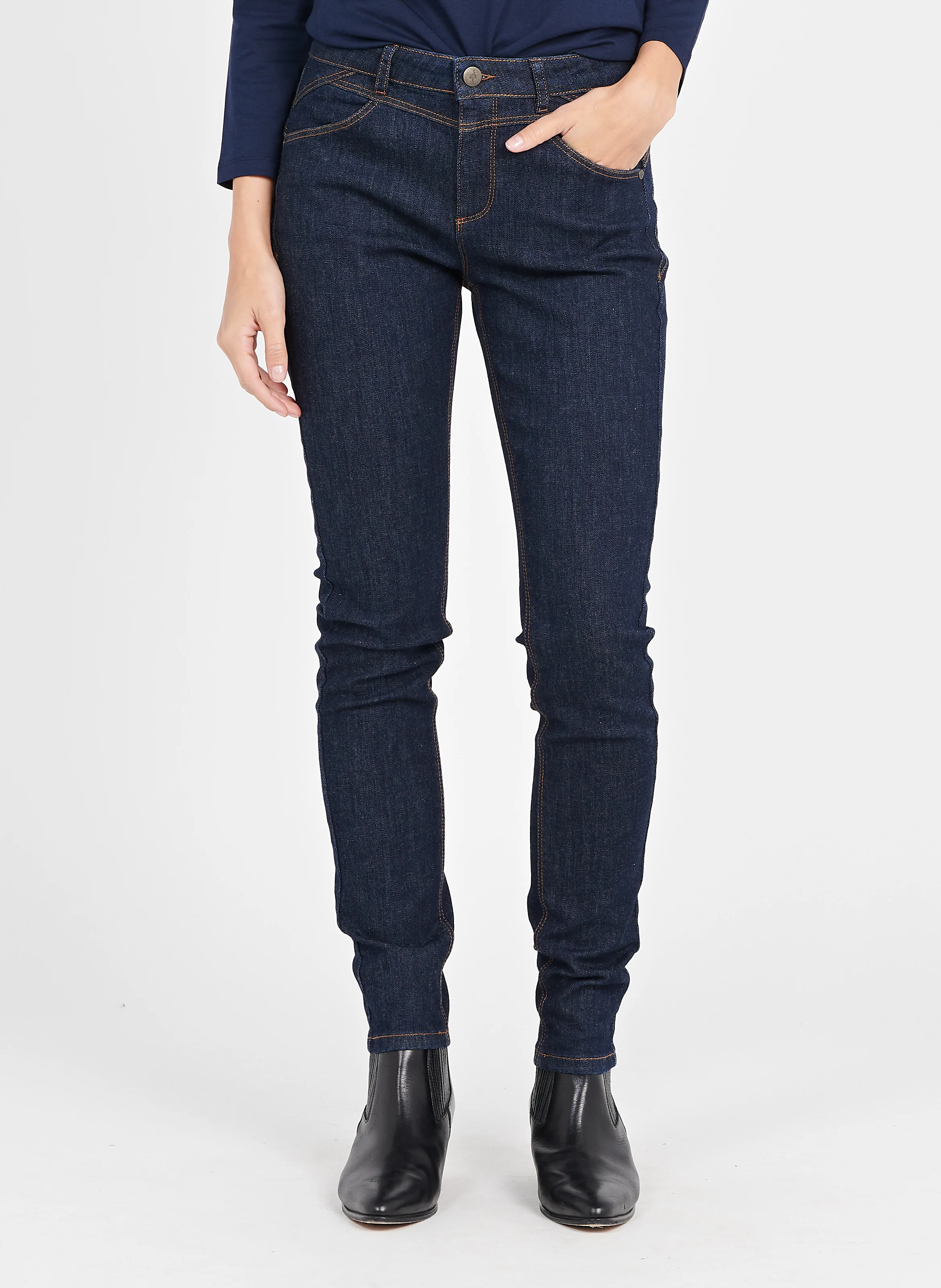 Jean slim 7/8 en coton mélangé | Bleu