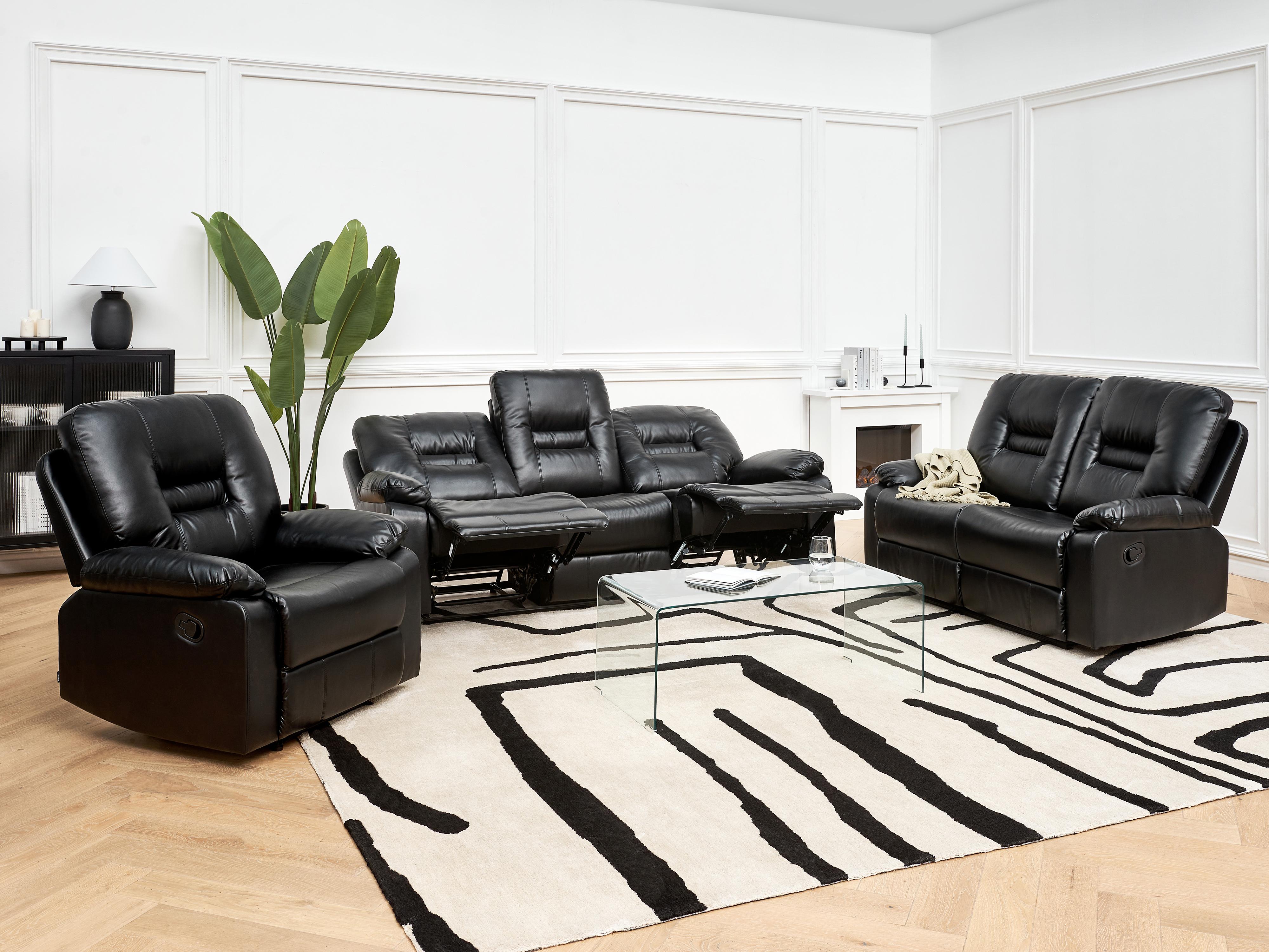 Relaxfauteuil BERGEN inclusief voetensteun Kunstleer Zwart
