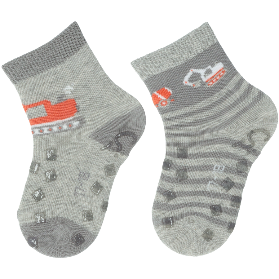 Sterntaler ABS-Krabbelsocken DP Bagger hellgrau mel.
