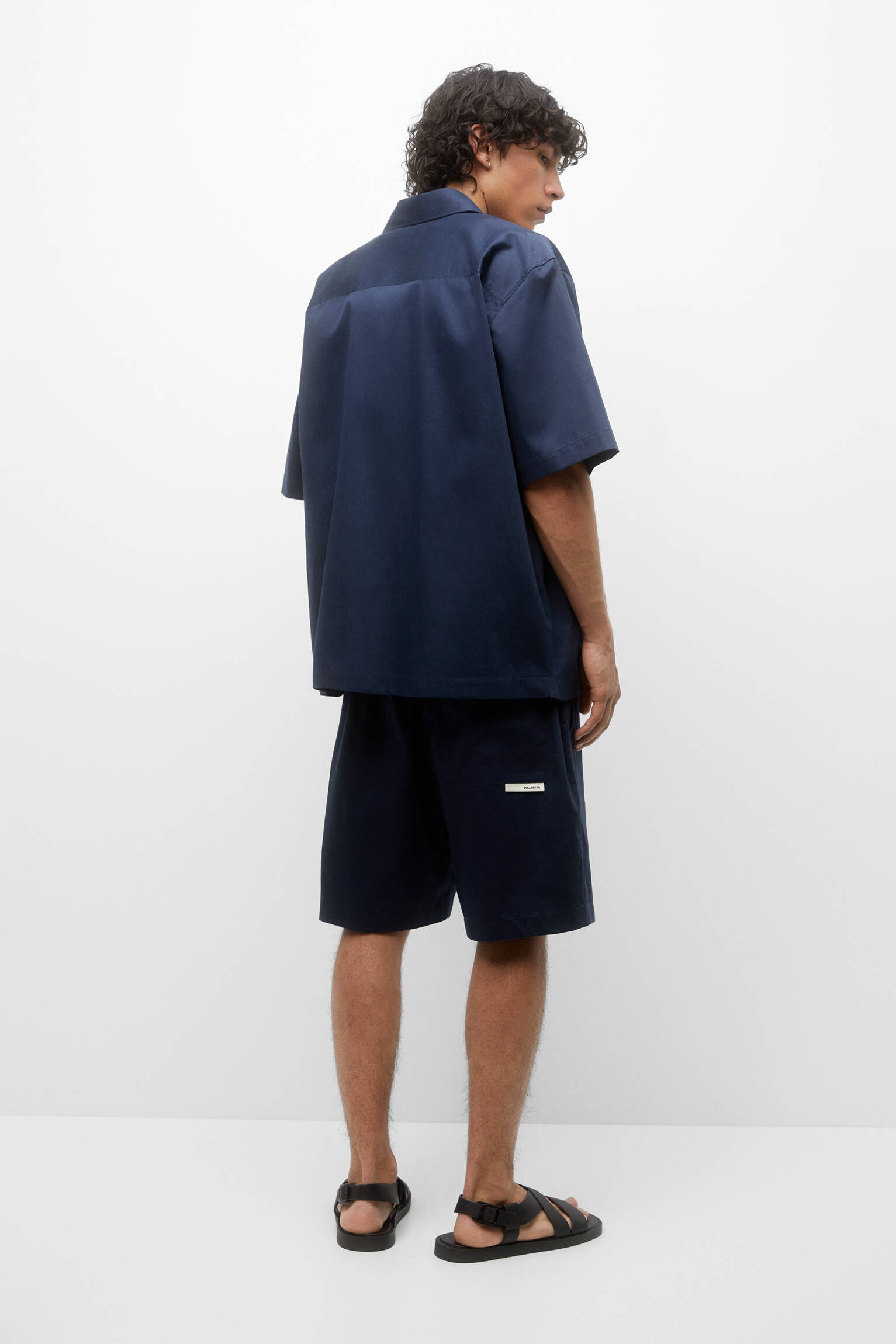 Bermudas leves de popeline - Azul-marinho