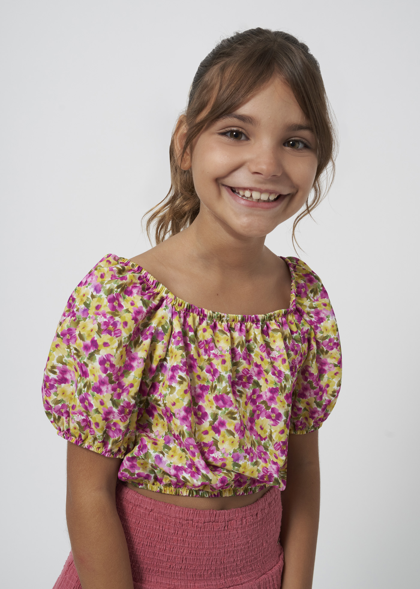 Blusa floral com estampa de flamingo para meninas