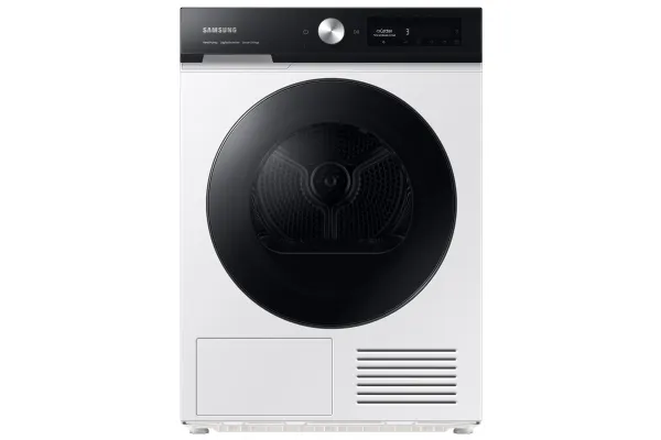 Samsung DV90BB7445GES7, Fritstående, Front-læsning, Kondensering, Hvid, Dreje, Berøring, Højre