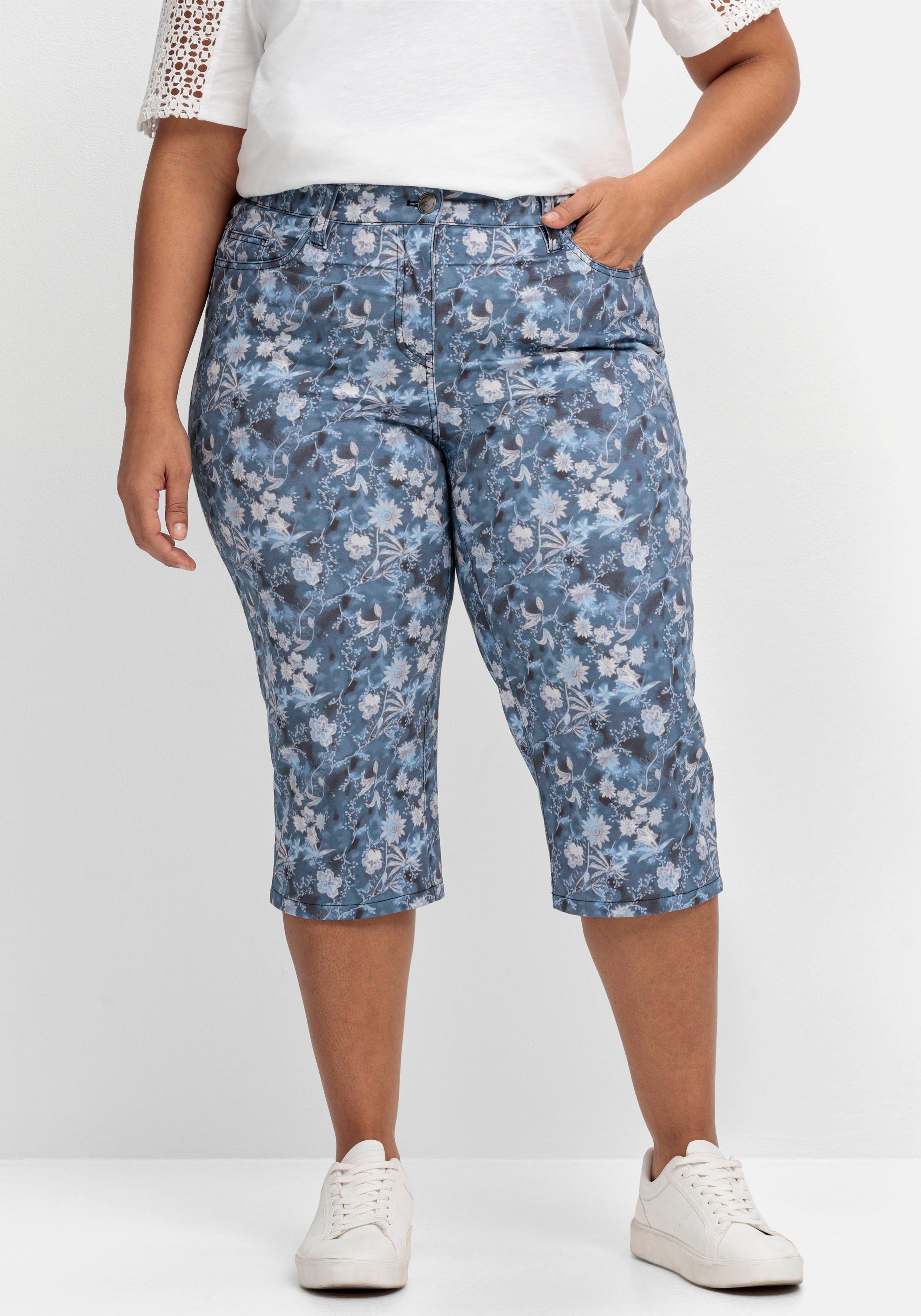 Caprihose mit floralem Alloverdruck