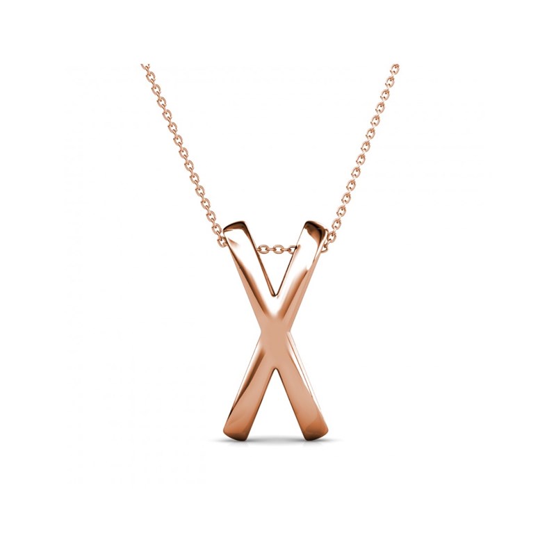 Pendentif X Duo - Or Rosé et Cristal
