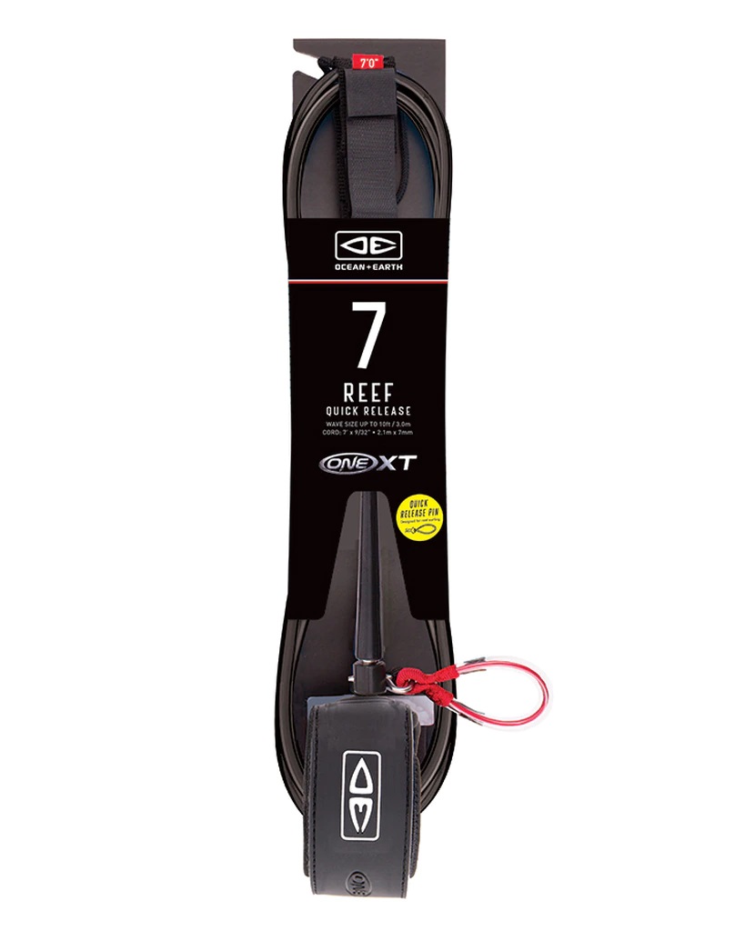 Ocean and earth Leash Reef - 7'0 - One XT - Quick Release / Larguable Black