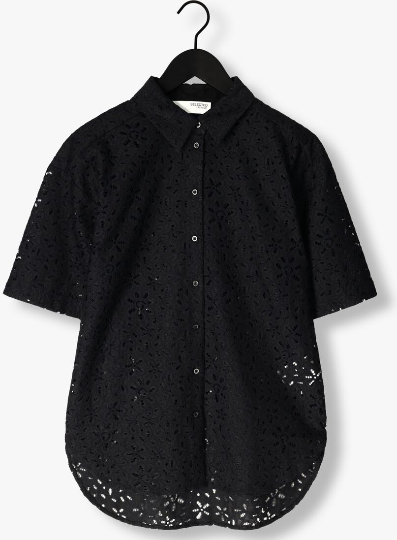 SELECTED FEMME zwarte selected femme blouse slfkarola 2/4 oversize lace shirt