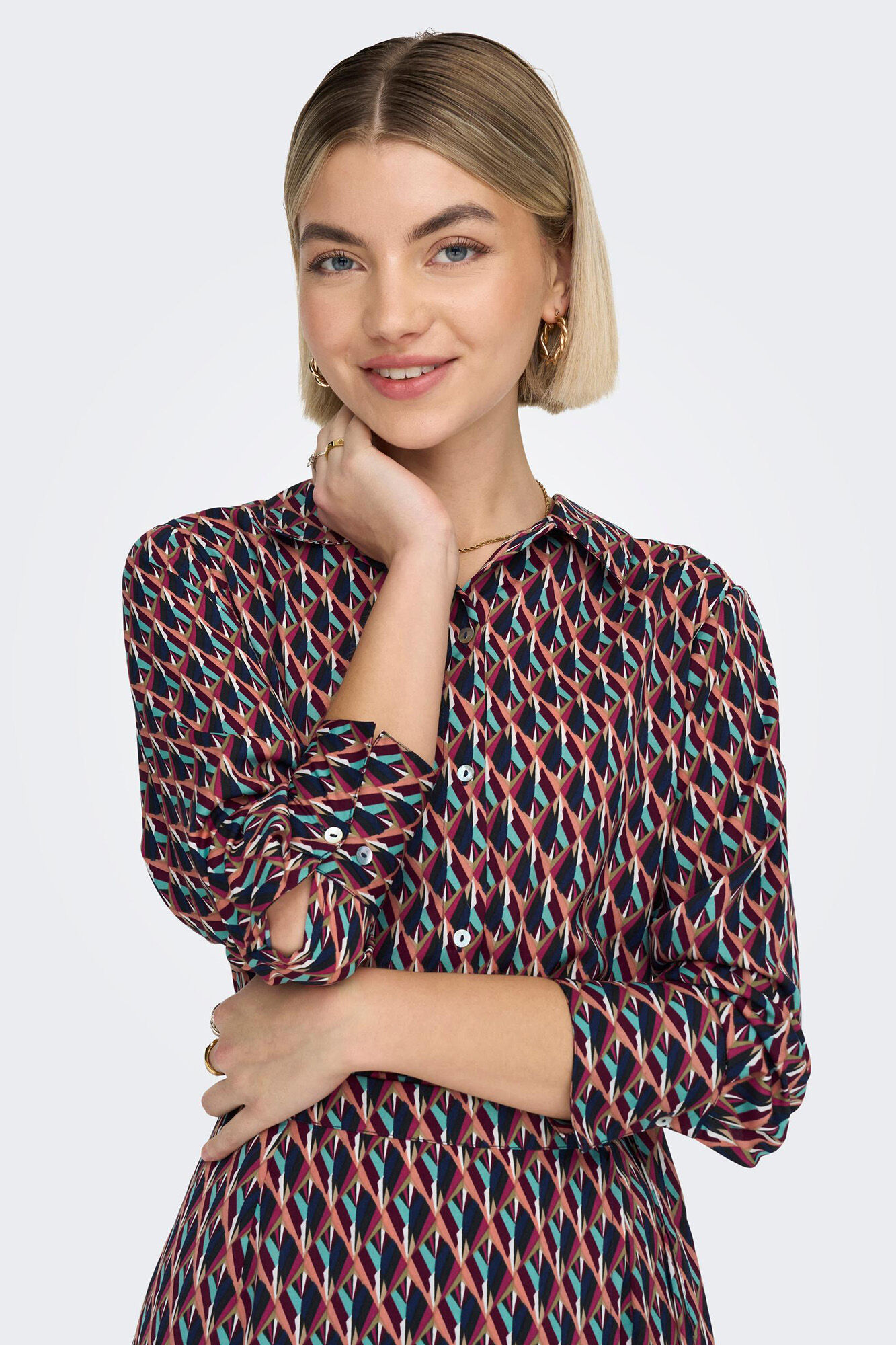 camisa de cetim estampada