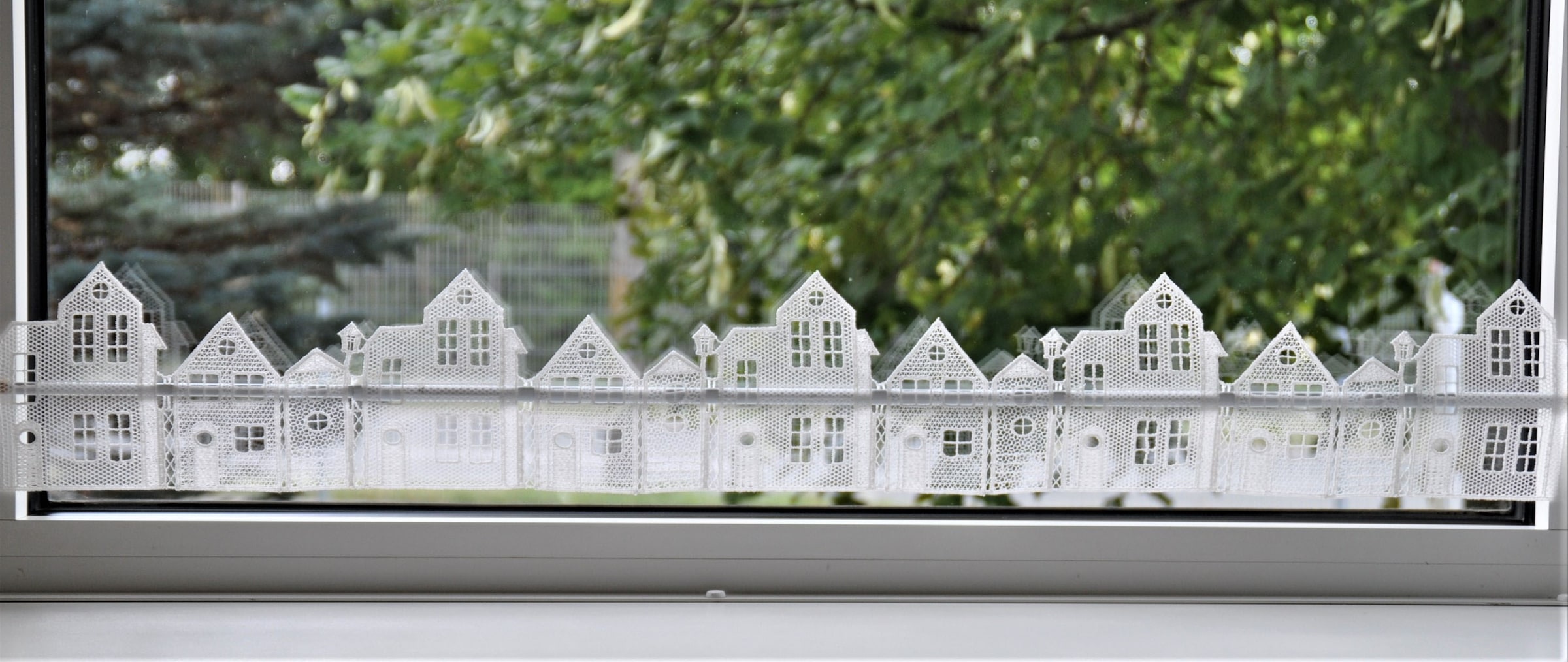 Stickereien Plauen Fensterdekoration »Häuser« Fensterdekoration 