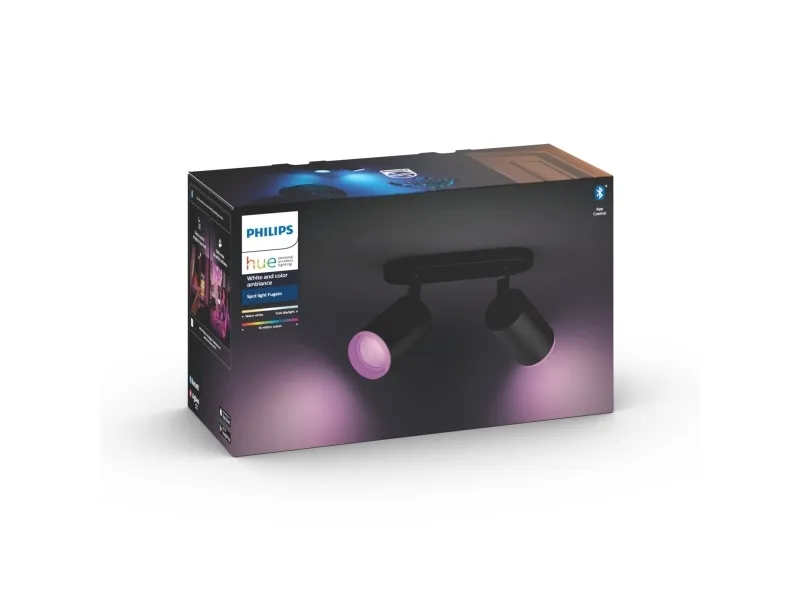 Philips Hue White and Color Ambiance Fugato - Spotlys - LED-lyspære x 2 - GU10 - total: 11.4 W - klasse A  - 16 millioner farver - sort