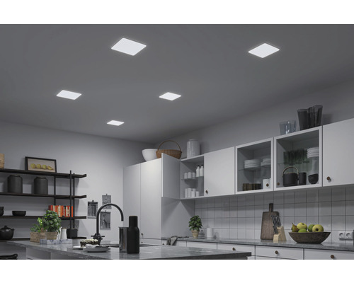 LED Smart Home Inbouwpaneel IP44 15W 1000 lm 3000-6500K 18,5x18,5 cm Inbouwdiameter 6-16 cm Veluna VariFit Instelbaar Wit satijn 230V - Compatibel met SMART HOME van hornbach