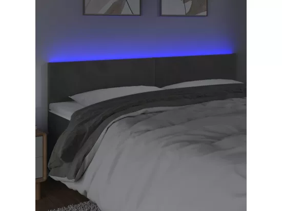 Tête de lit à LED Gris foncé 160x5x78/88 cm Velours