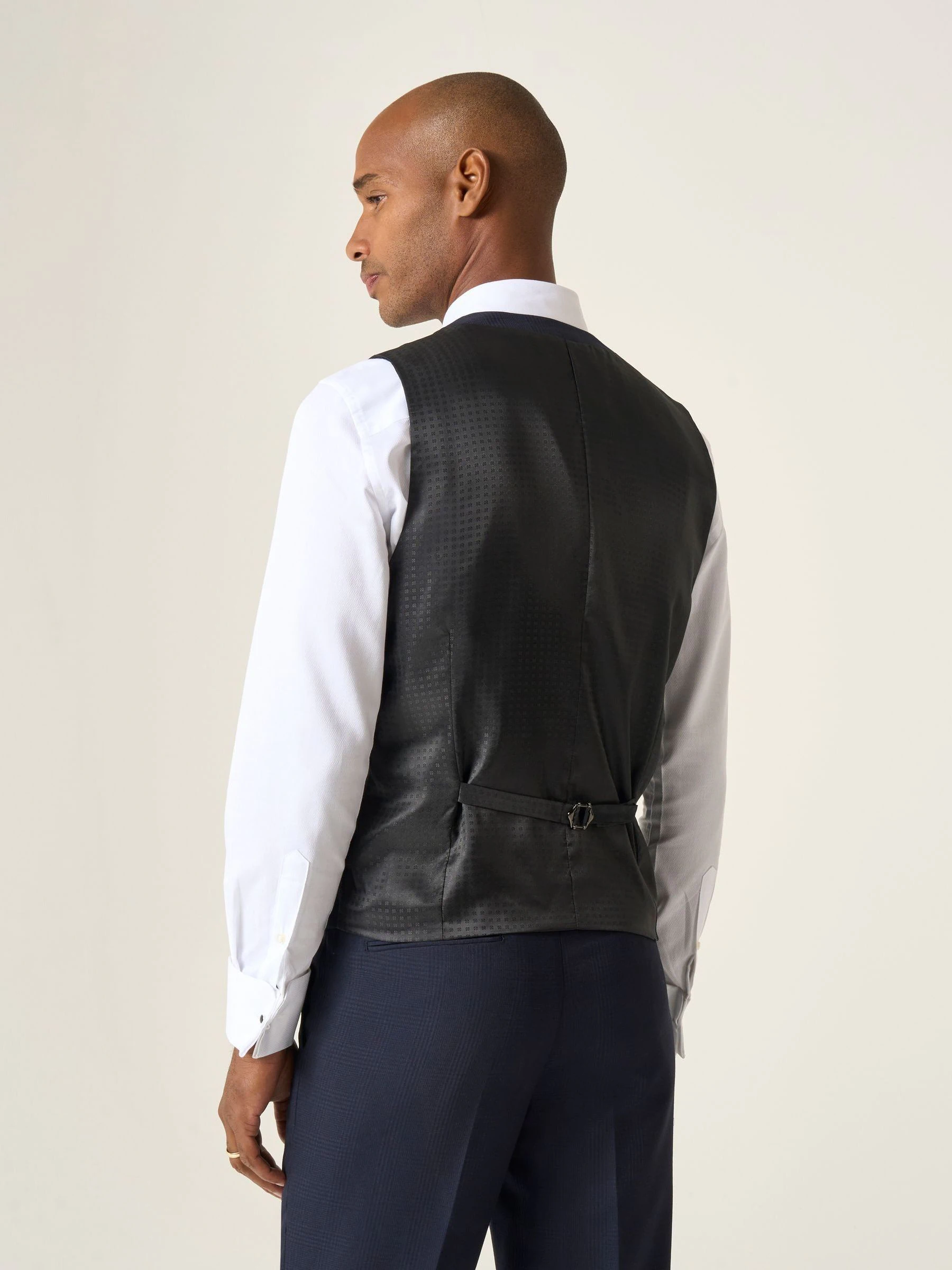 Blauw - Skopes Newman ruit maatgesneden kostuumgilet