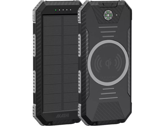 AKASHI - Batterie externe Solar Power Bank with Wireless Charger 10000mAh