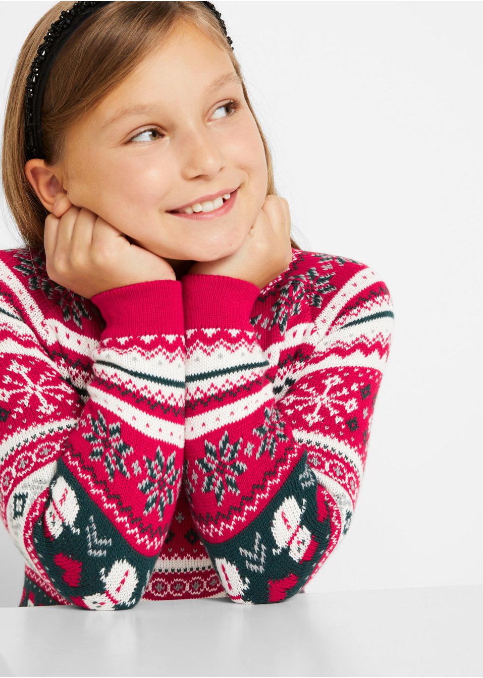 Robe en maille fille à motif hivernal