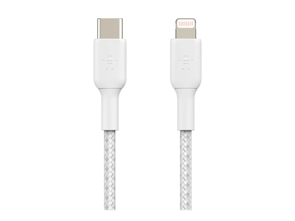Belkin BoostCharge - Lightning-kabel - 24 pin USB-C han til Lightning han - 2 m - hvid - USB Power Delivery (18 W)