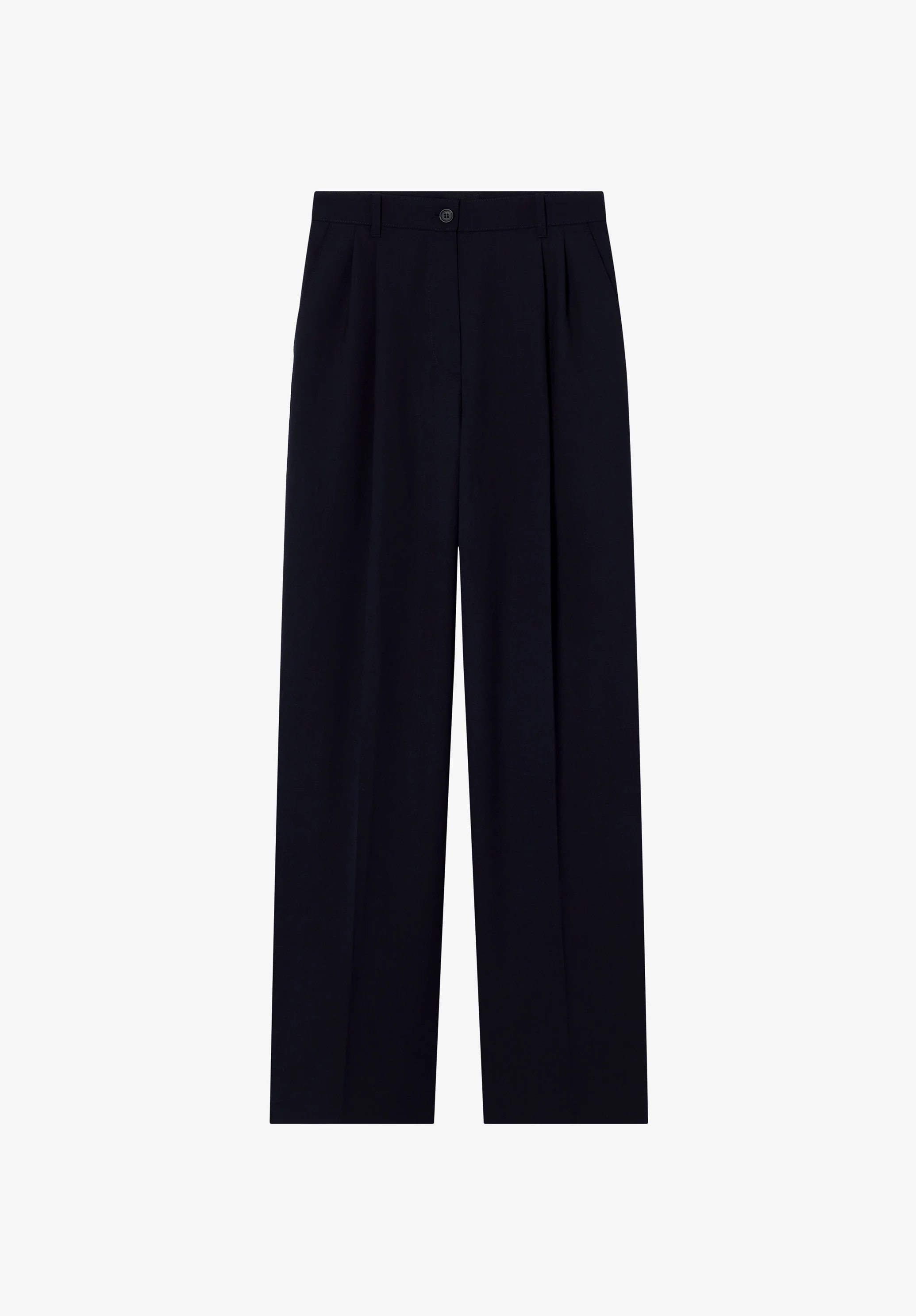 Pantalon bleu marine ample en laine mélangée - Dark navy