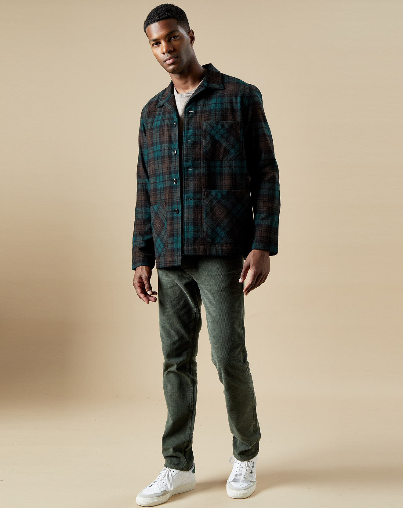 Hartford Veste surchemise en Laine mélangée Perry vert/marron/noir