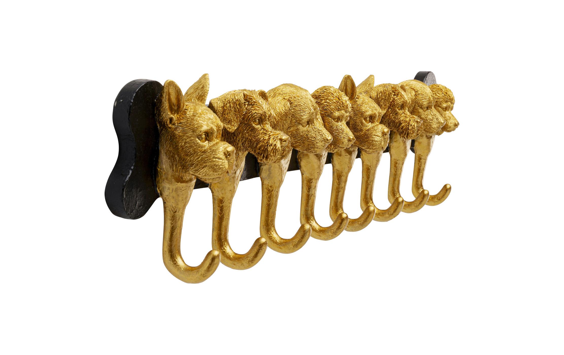 Wandgarderobe Dog Family 69 cm x 15.5 cm, Gold/Schwarz<br>Wandleiste für die Garderobe
