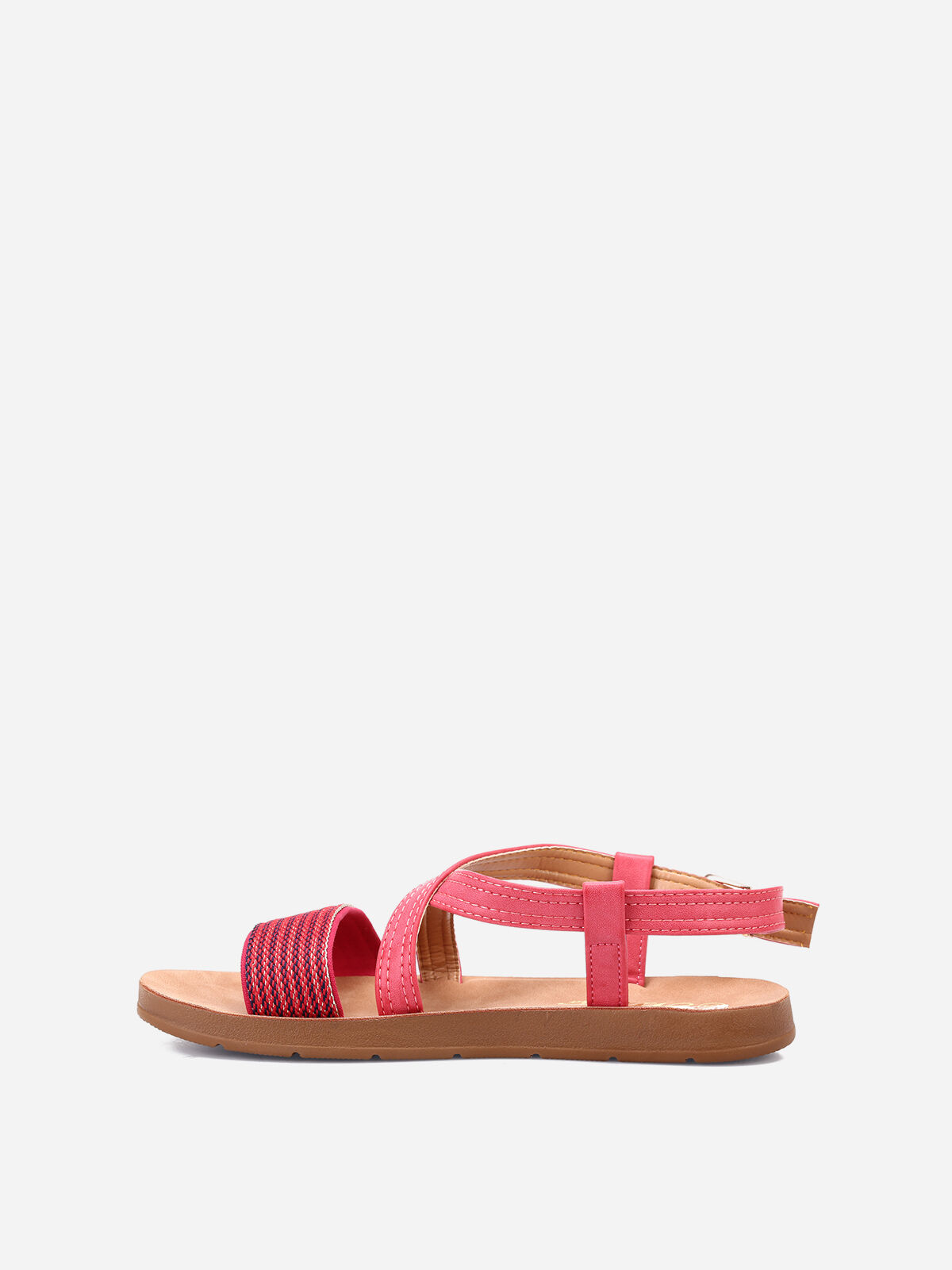 Sandales à brides bi-matières- Rouge