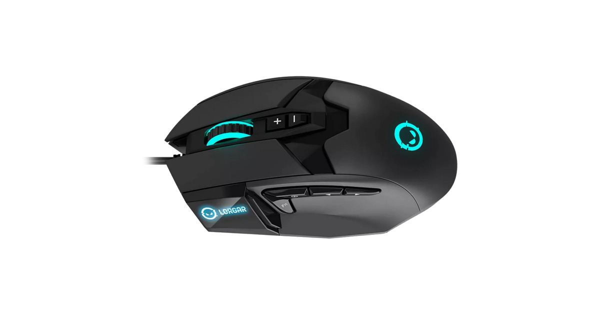 LORGARStricter 579 gaming muis  (Zwart, 400 - 12000 dpi, RGB, OLED Display)