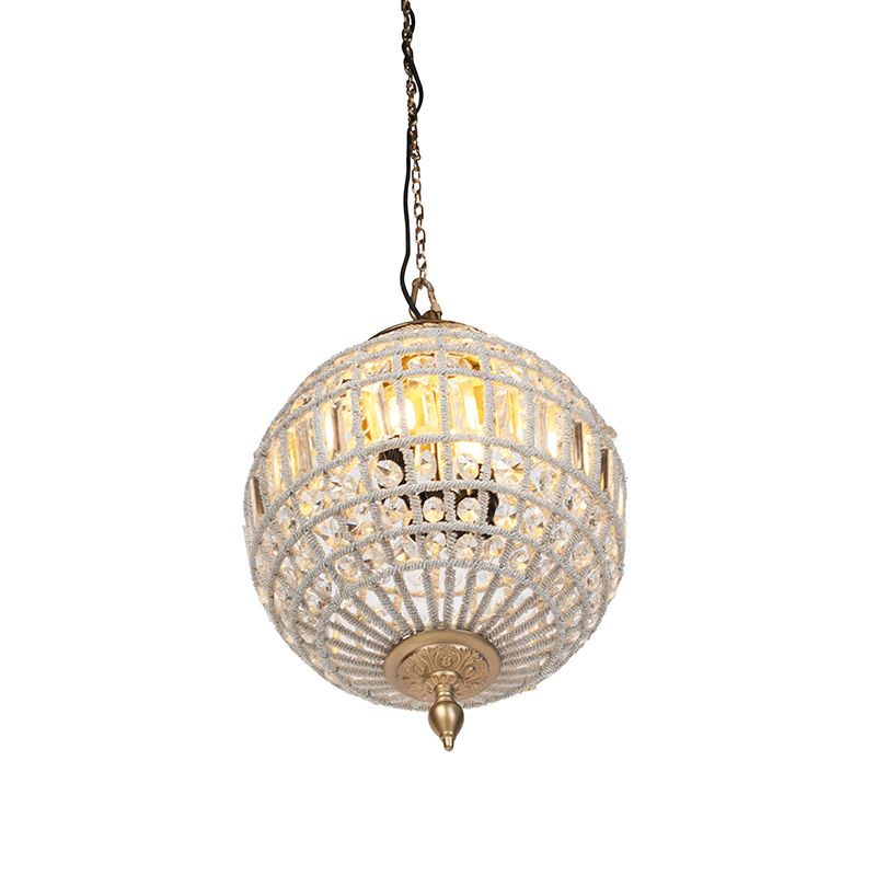 Art Deco hanglamp kristal met goud 35 cm - Kasbah