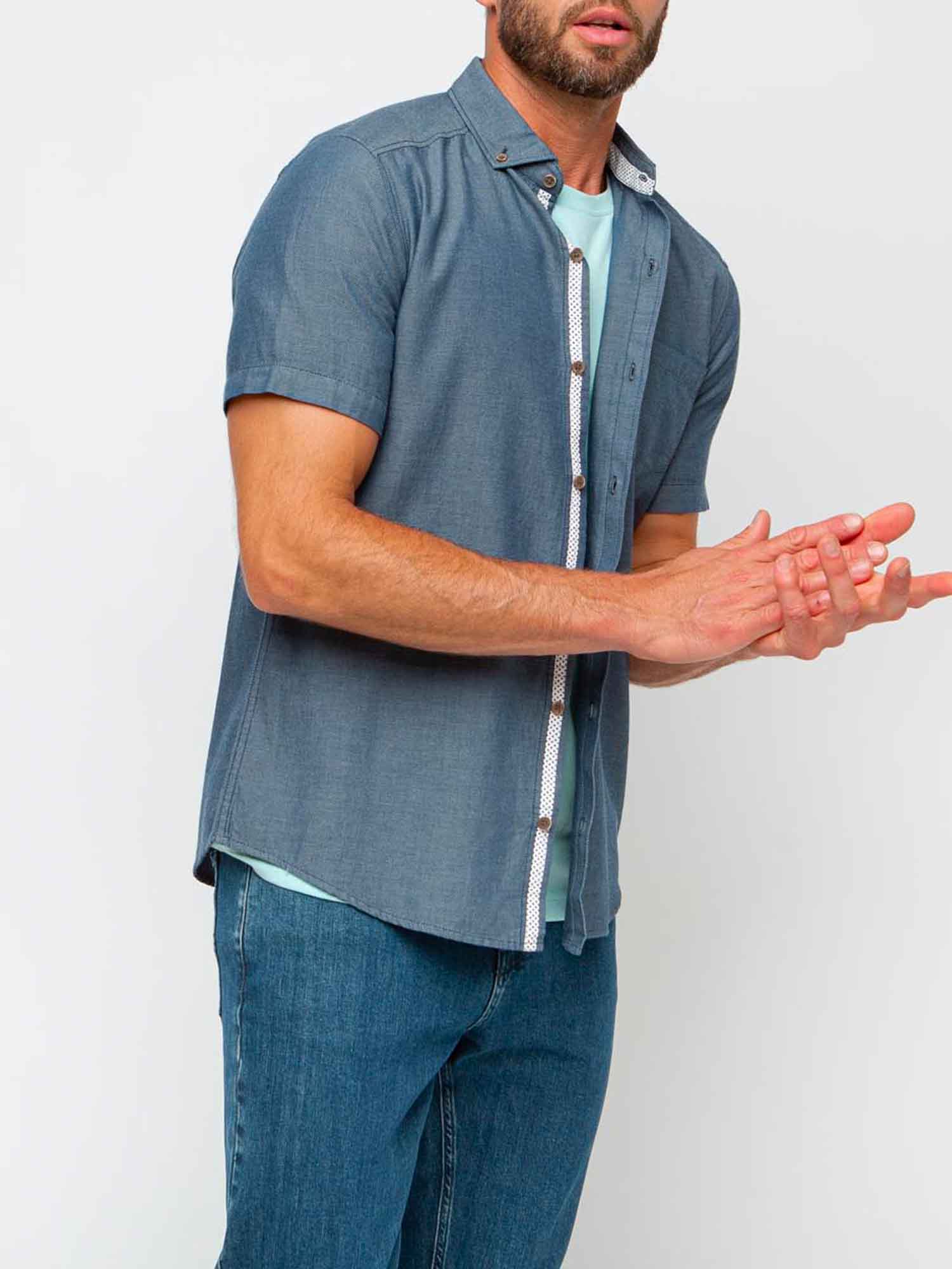 Chemise Homme Manches Courtes Bleu Marine