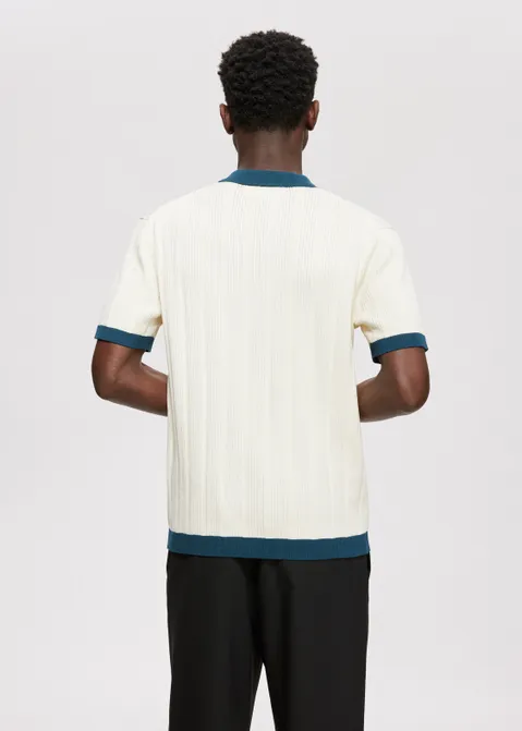 Polo met colorblock off-white (WIT.IV)