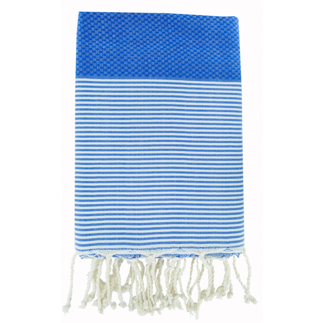 Febronie Fouta Nid d'Abeille Ibiza bleu grecque/blanc - 100x200 cm