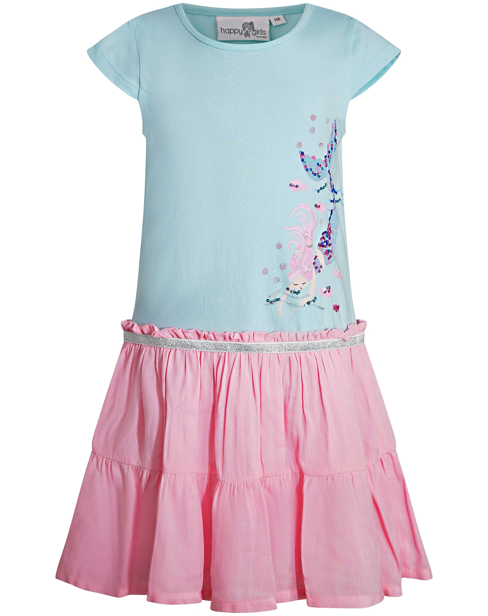 Kurzarm-Kleid MEERJUNGFRAU mit Pailletten in ice blue
