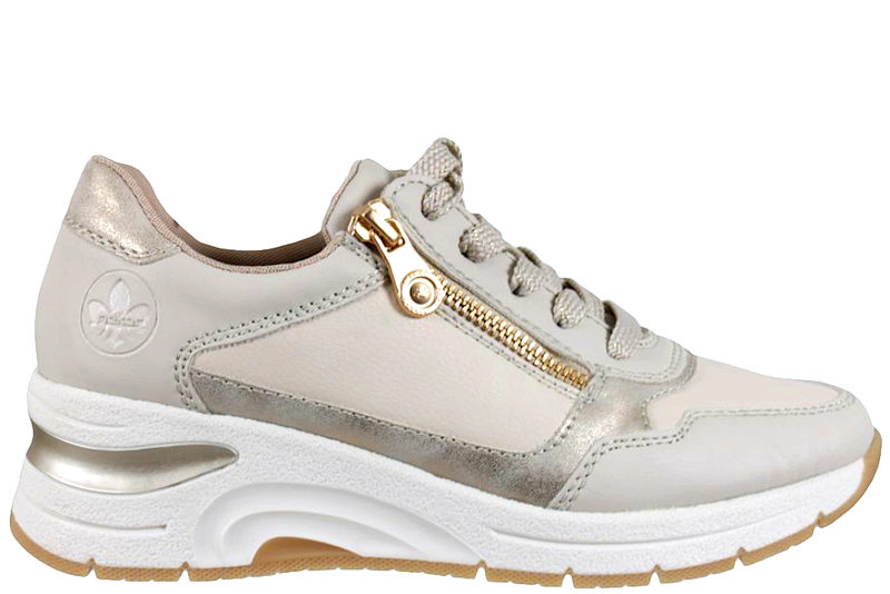 RIEKER SKO I BEIGE PU OG SKIND